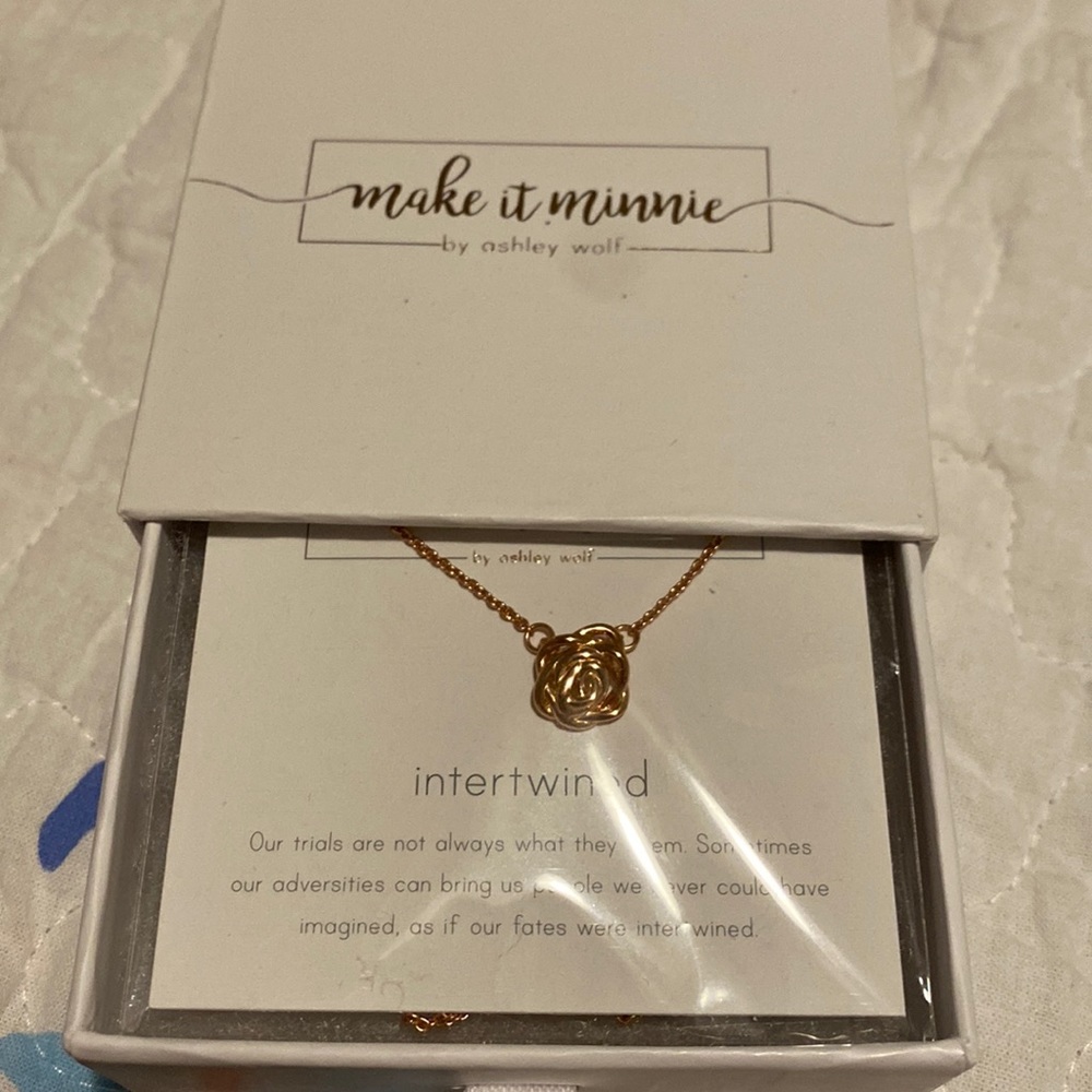 NIB Make it Minnie Intertwined Necklace- Sterling Silver Rose Gold Plated